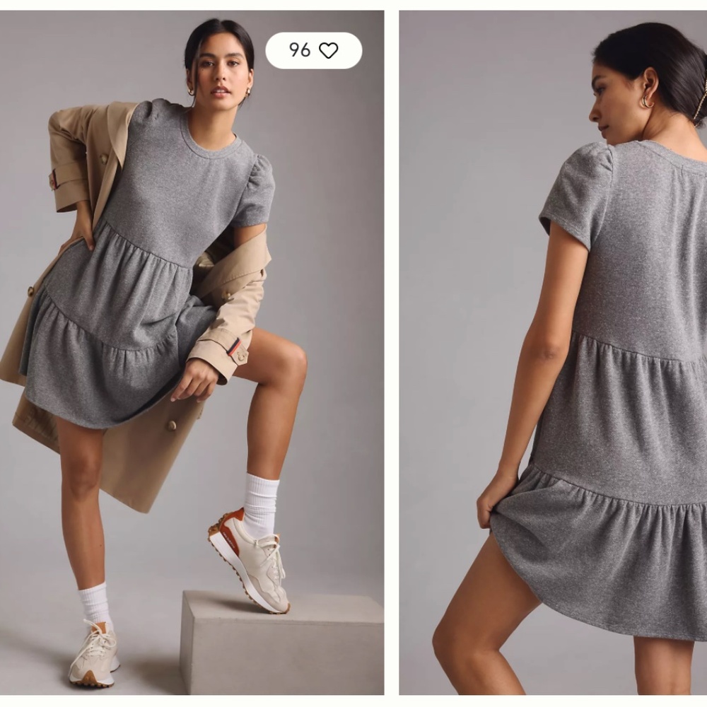 Anthropologie T.La Puff-Sleeve Tiered Dress